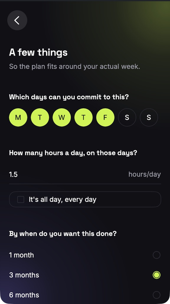 Availability screen in Slump