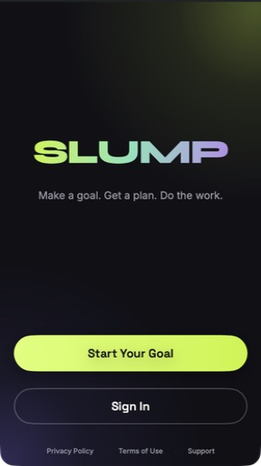 Slump welcome screen